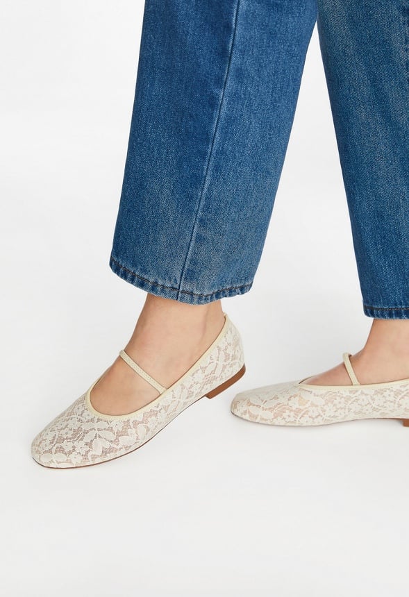 Lucy Mary Jane Flat Birch White