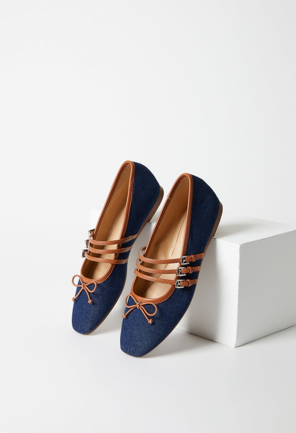 Gaby Ballet Flat Denim/ French Oak