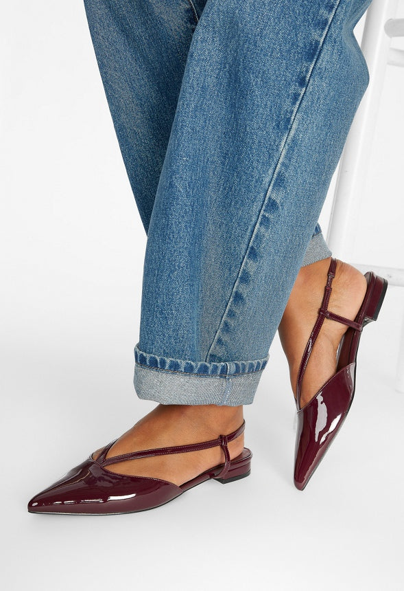 Adoria Pointed Toe Flat Maroon Banner