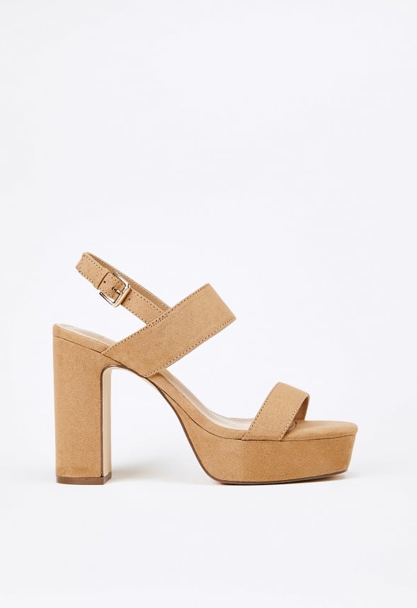 Amara Platform Heeled Sandal Light Camel