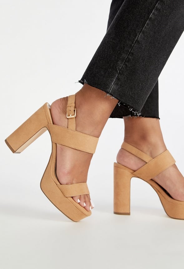 Amara Platform Heeled Sandal Light Camel