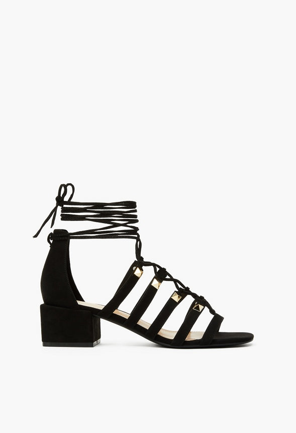 Aurora Studded Heeled Sandal Black Caviar