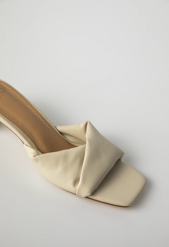 Caroline Mule Heeled Sandal Birch White