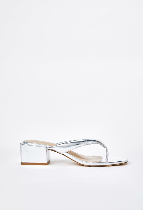 Aya Block Heeled Sandal Silver