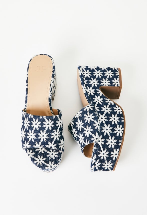 Esmie Block Heeled Platform Sandal Blue Ashes Floral