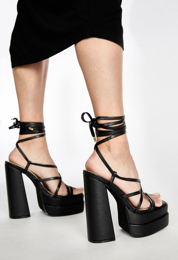 Sienna Block Heeled Platform Sandal Black