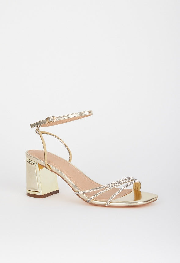 Cris Block Heeled Sandal Silver