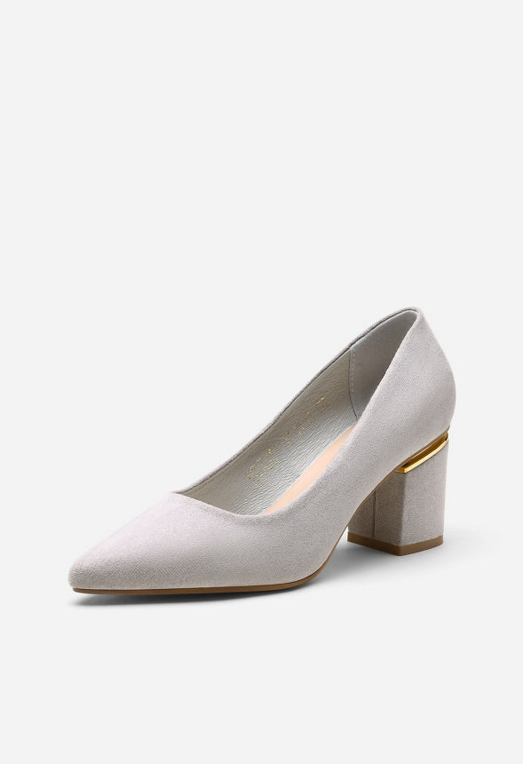 Chunky Heeled Pumps Grey