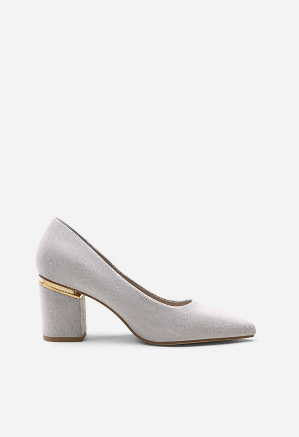 Chunky Heeled Pumps Grey