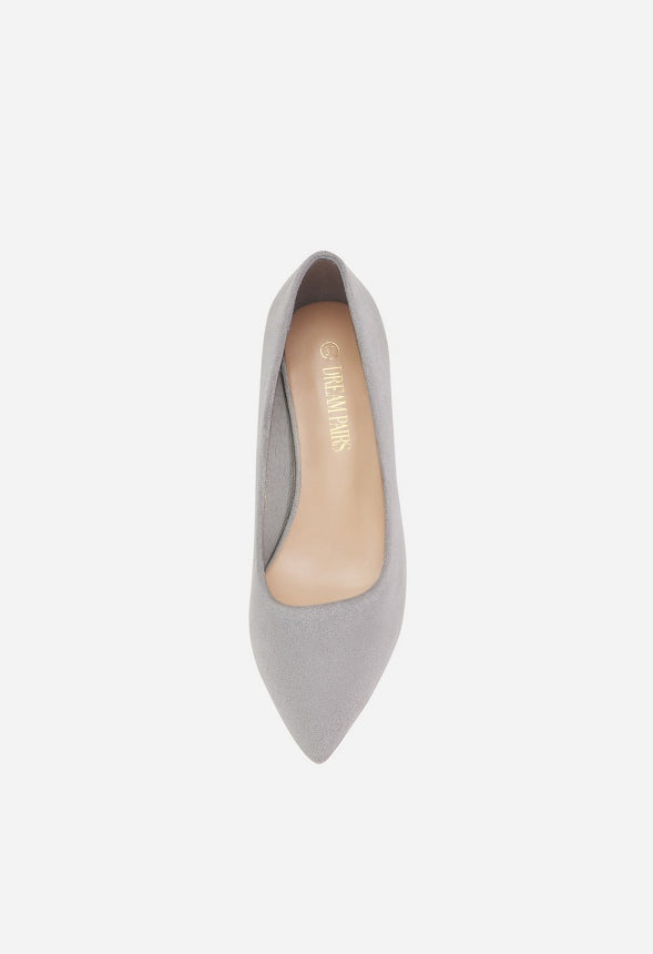 Chunky Heeled Pumps Grey