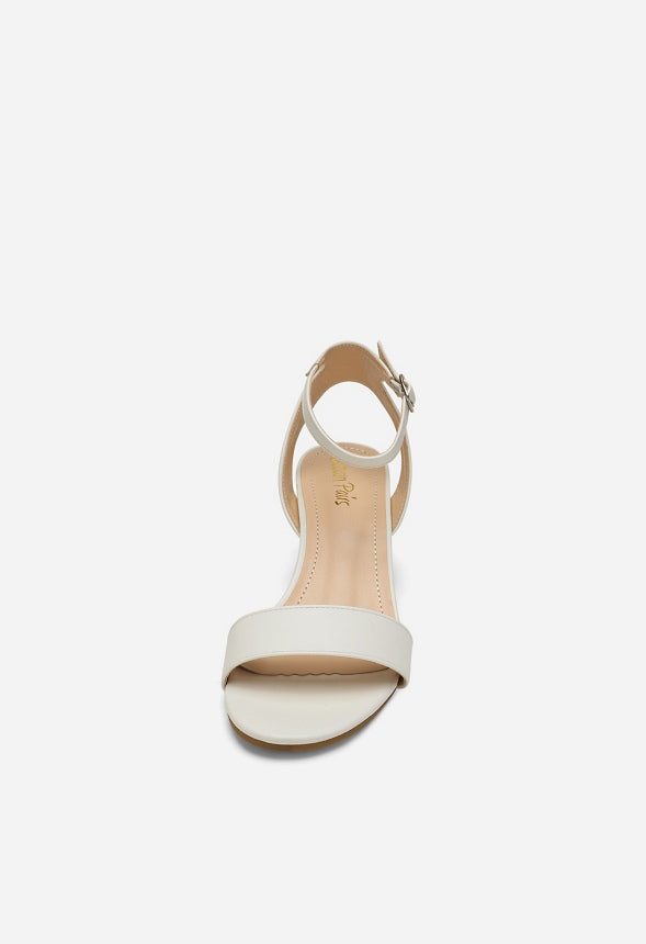 Chunky Mid Heeled Sandals White