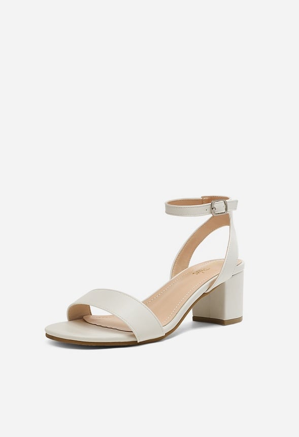 Chunky Mid Heeled Sandals White