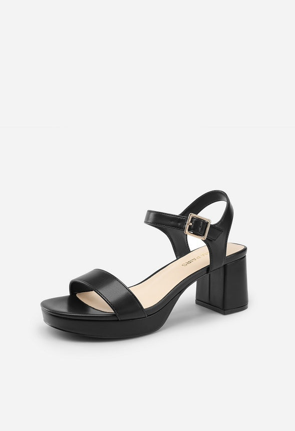 Chunky Block Heeled Sandals Black