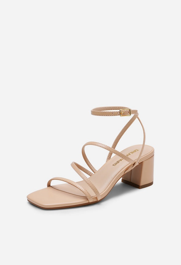 Low Heel Strap Open Toe Sandal Nude