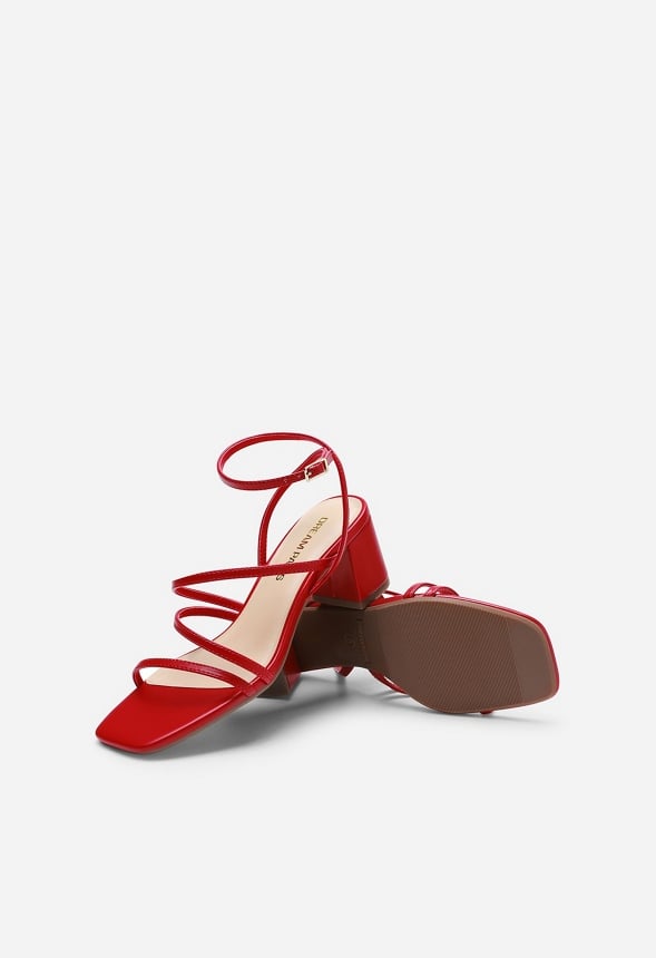 Low Heel Strap Open Toe Sandal Red