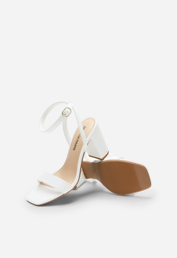 Open Toe Chunky Heeled Sandal White