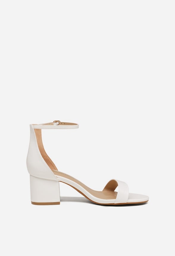 Open Toe Chunky Low Heeled Sandal White