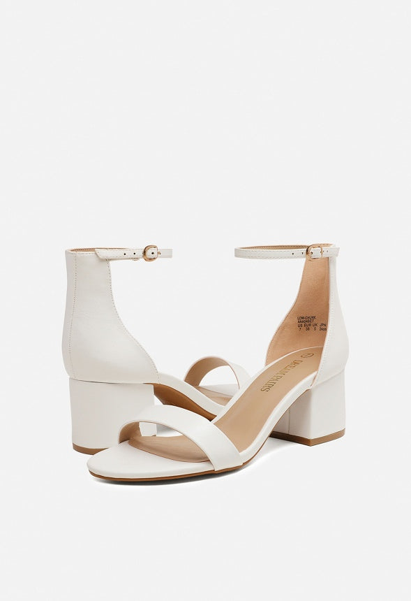 Open Toe Chunky Low Heeled Sandal White