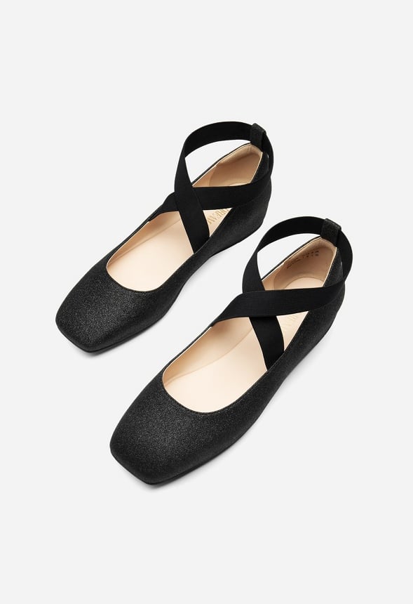 Cross Over Ballet Flat  Black