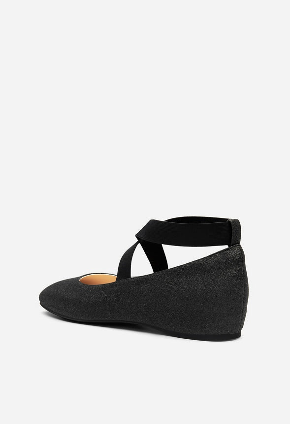 Cross Over Ballet Flat  Black