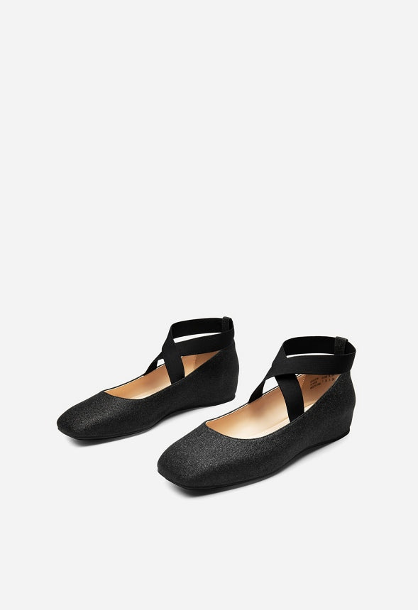 Cross Over Ballet Flat  Black