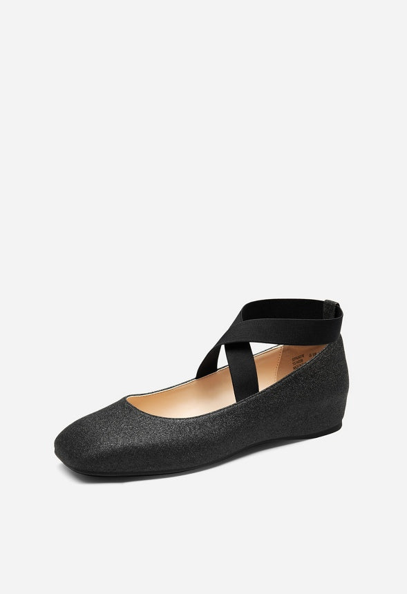 Cross Over Ballet Flat  Black