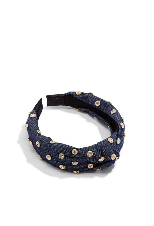 Embellished Denim Headband Denim