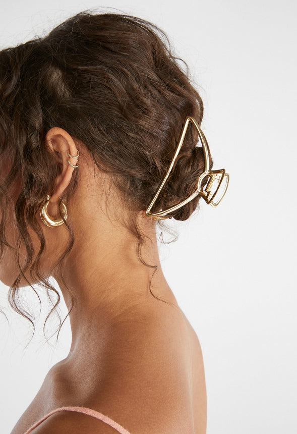 3 Pack Metal Hair Claw Set Gold