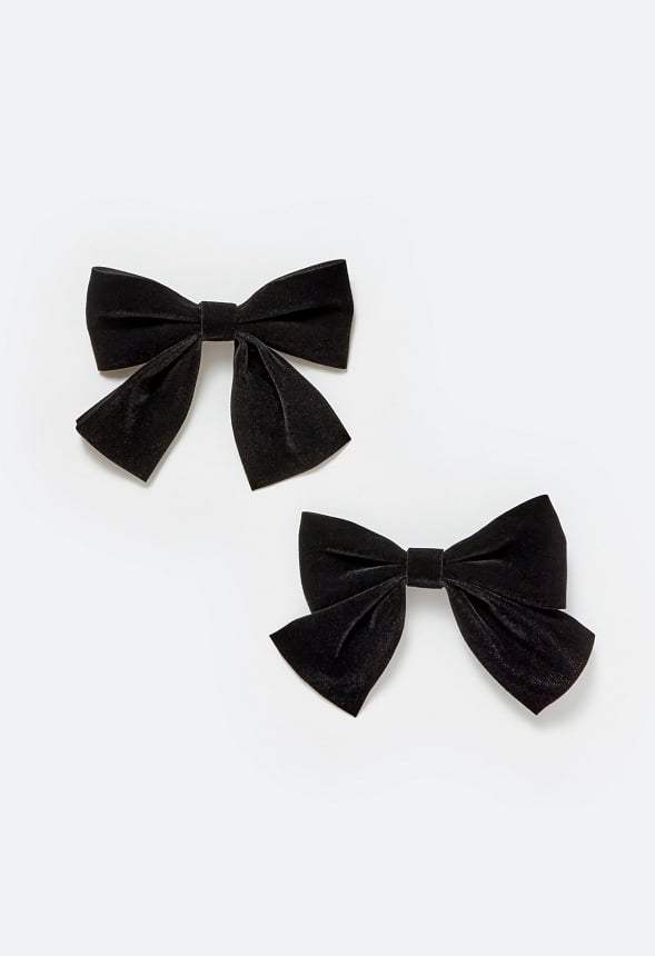 2-Pack Ayla Velvet Bow Slides Black