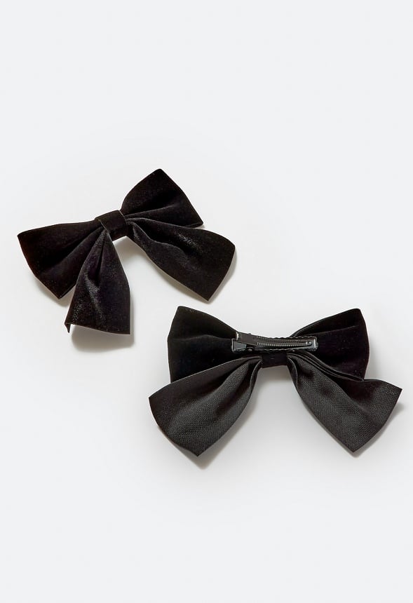 2-Pack Ayla Velvet Bow Slides Black