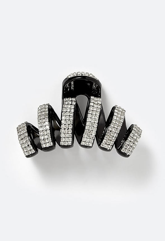 Anais Rhinestone Cupchain Hair Claw Silver/ Black