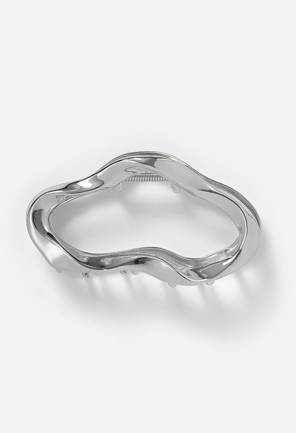 Beth Bold Irregular Cut Out Shape Metal Hair Claw Silver