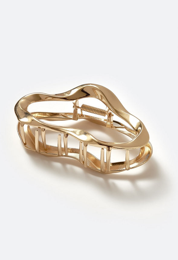 Beth Bold Irregular Cut Out Shape Metal Hair Claw Gold