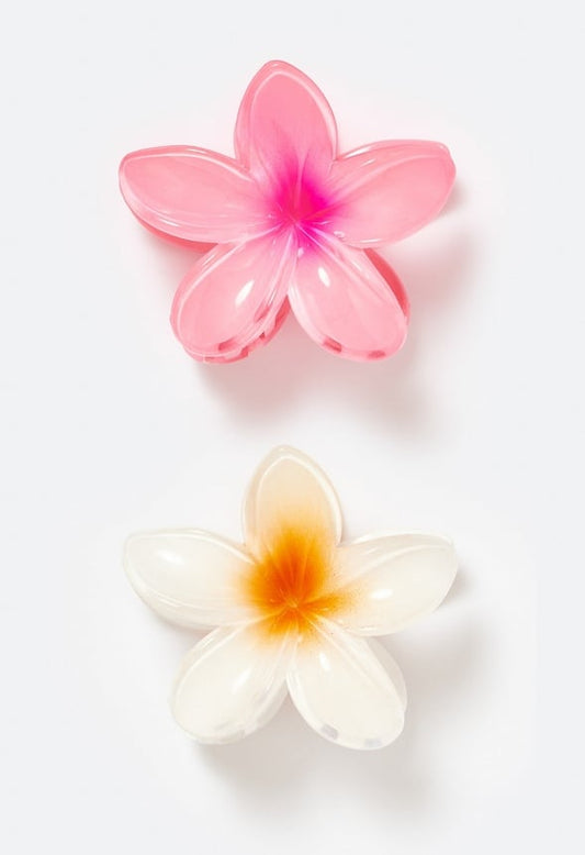 2-Pack Giada Ibiscus Hair Claws Pink/ Cream/ Plastic
