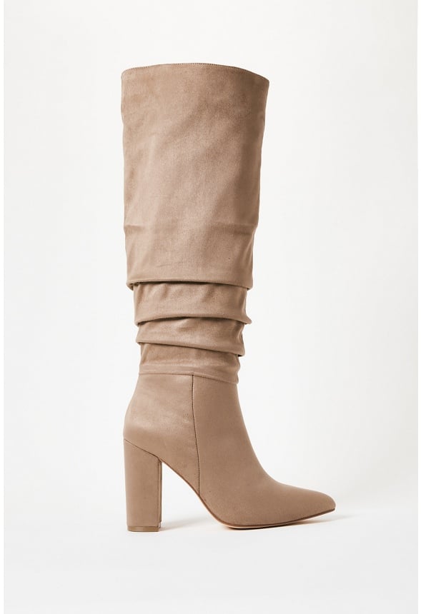 Rosamund Slouch Heeled Boot Taupe
