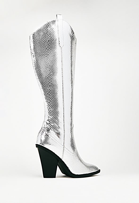 Bella Heeled Boot Silver