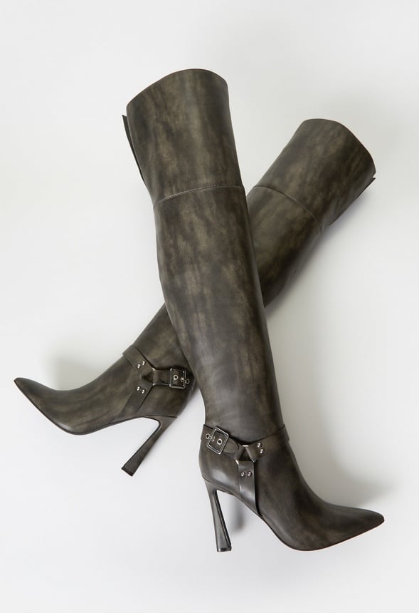 Devynn Tall Stiletto Boot Distressed Black