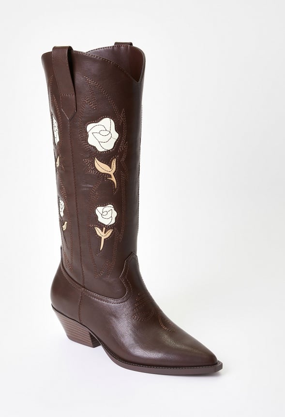 Flora Western Boot Cacao Brown