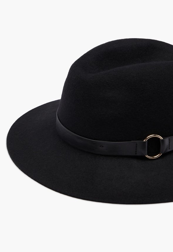 Wool Fedora With Ring Black