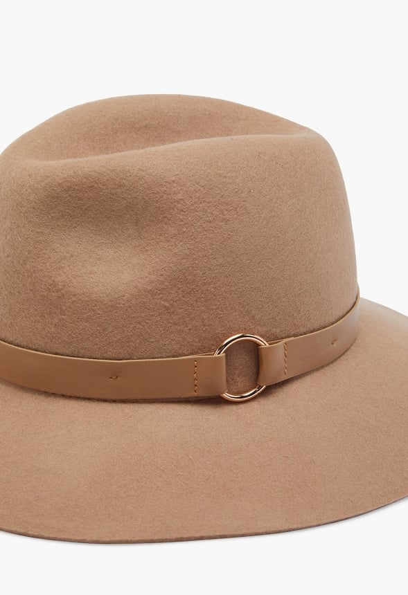 Wool Fedora With Ring Taupe