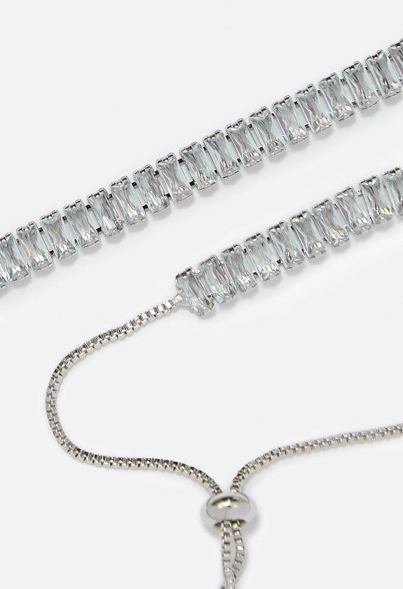 Lauryn Baguette Jewelry Set Clear/ Silver