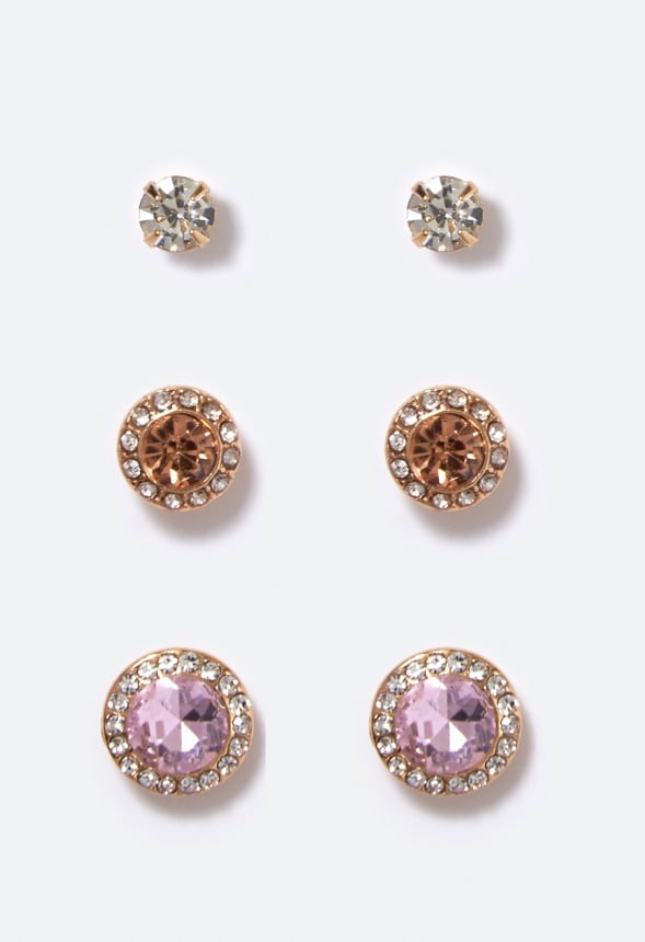 Clare Precious Stud Multipack Pink/ Peach/ Gold