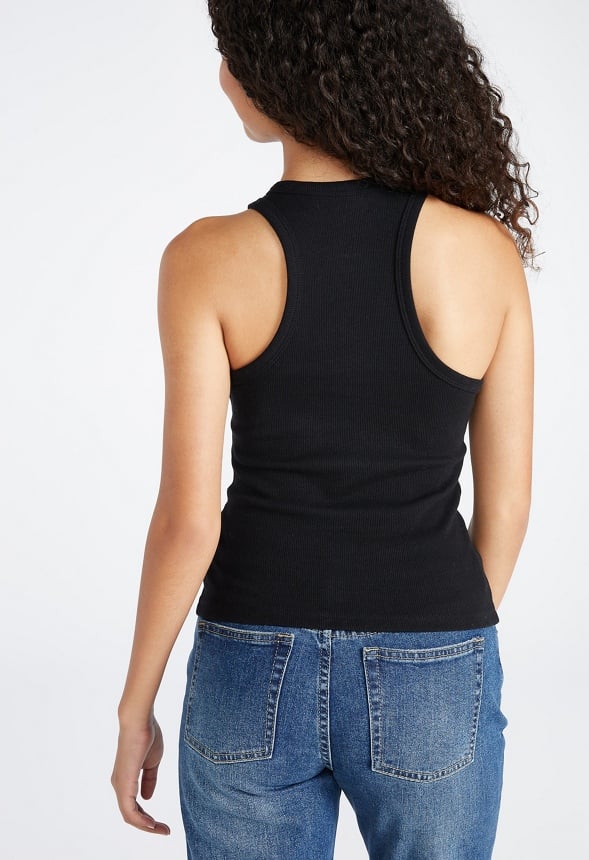 Basic Rib Tank Top Black Caviar