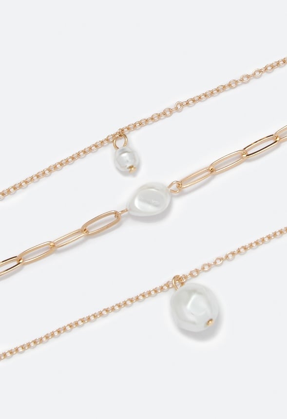 Frida Irregular Pearl Layer Necklace Pearl/ Gold