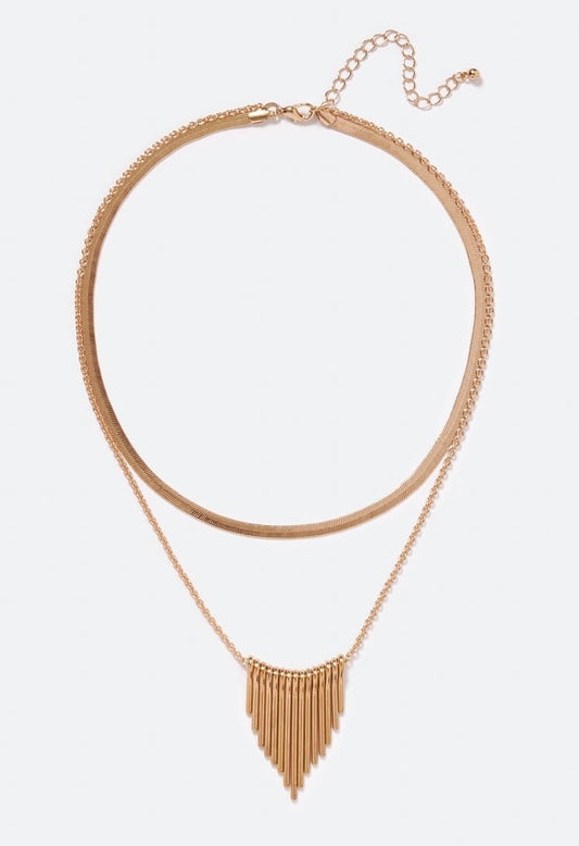 2-Rows Stella Boho Necklace Gold