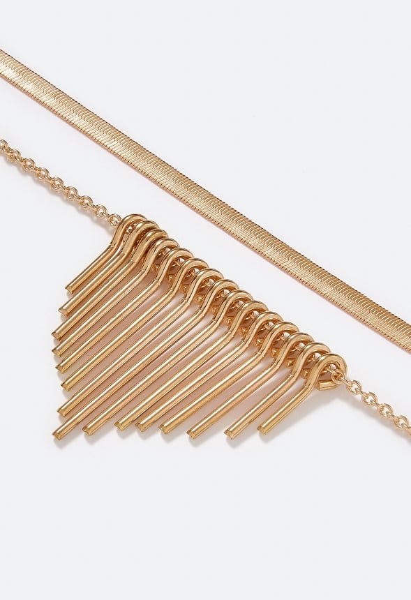 2-Rows Stella Boho Necklace Gold