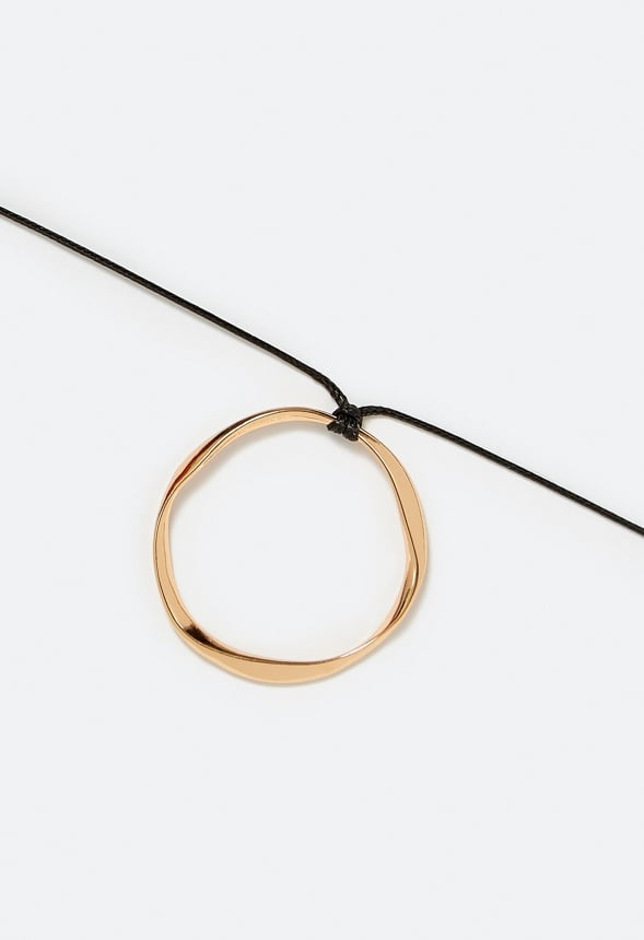 Loa Fine Ring Pendant On Cord Necklace Black/ Gold