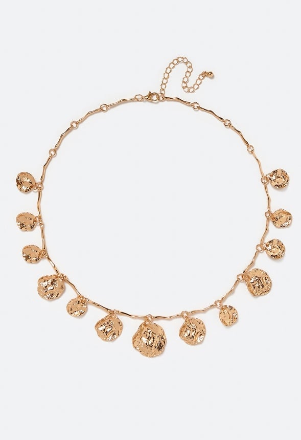 Beck Hammered Metal Discs Necklace Gold/ Gold