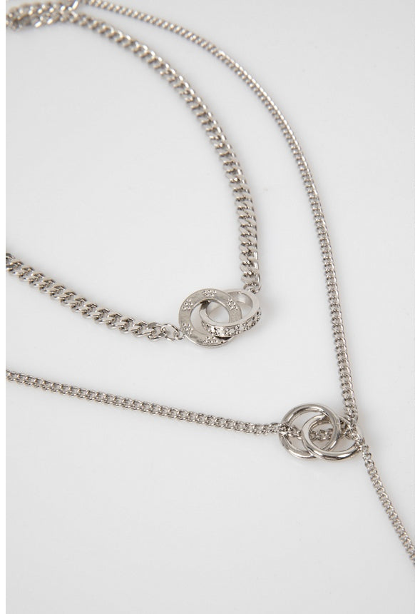 Gracie Mixed Chains Layered Y-Style Necklace Silver