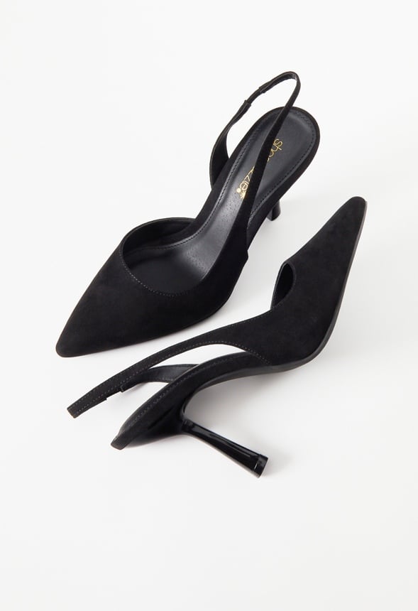 Brit Sling-Back Flared Pump Black Caviar